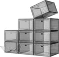7 code Large Clear Shoe Boxes Organizer【Thicker Material】 Stronger Shoe Box with Magnetic Door