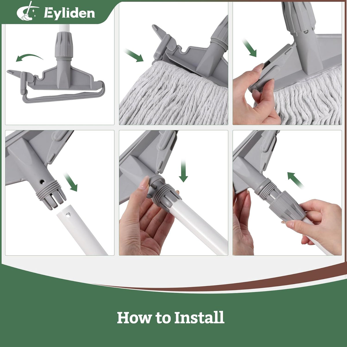 Eyliden 3 Pack Mop Heads Replacement, Universal Commercial Mops for Floor Cleaning, Looped-End