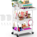 Goovilla 3 Tier Rolling Utility Cart Organizer with Removable Drawer, White