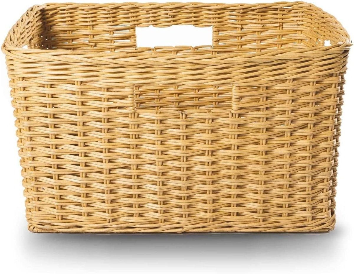 The Basket Lady Tall Rectangular Wicker Storage Basket, Medium, 20 in L x 13 in W x 11 in H