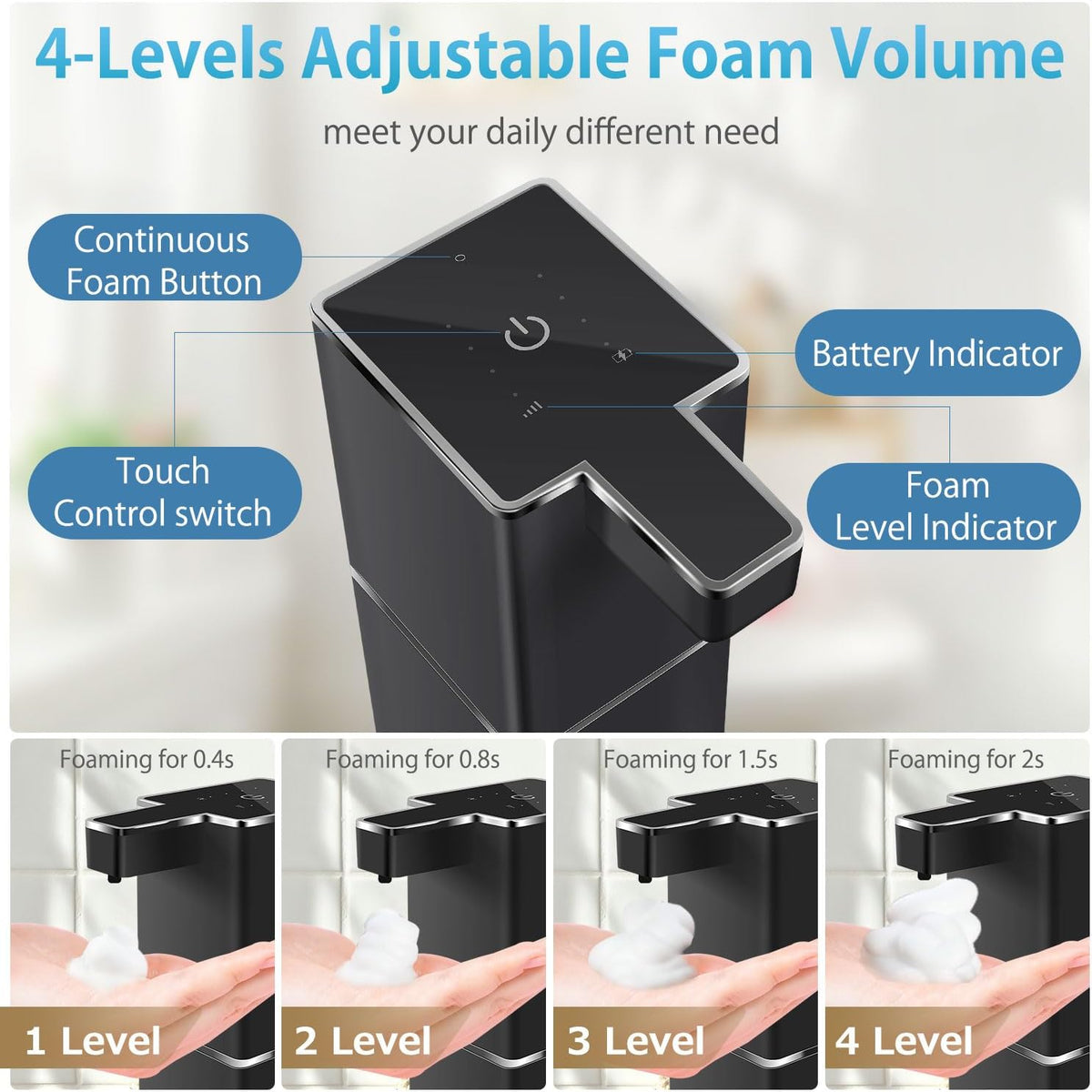 Automatic Foaming Soap Dispenser Touchless 380ml/12.8oz Rechargeable Hand Soap Dispenser Wall