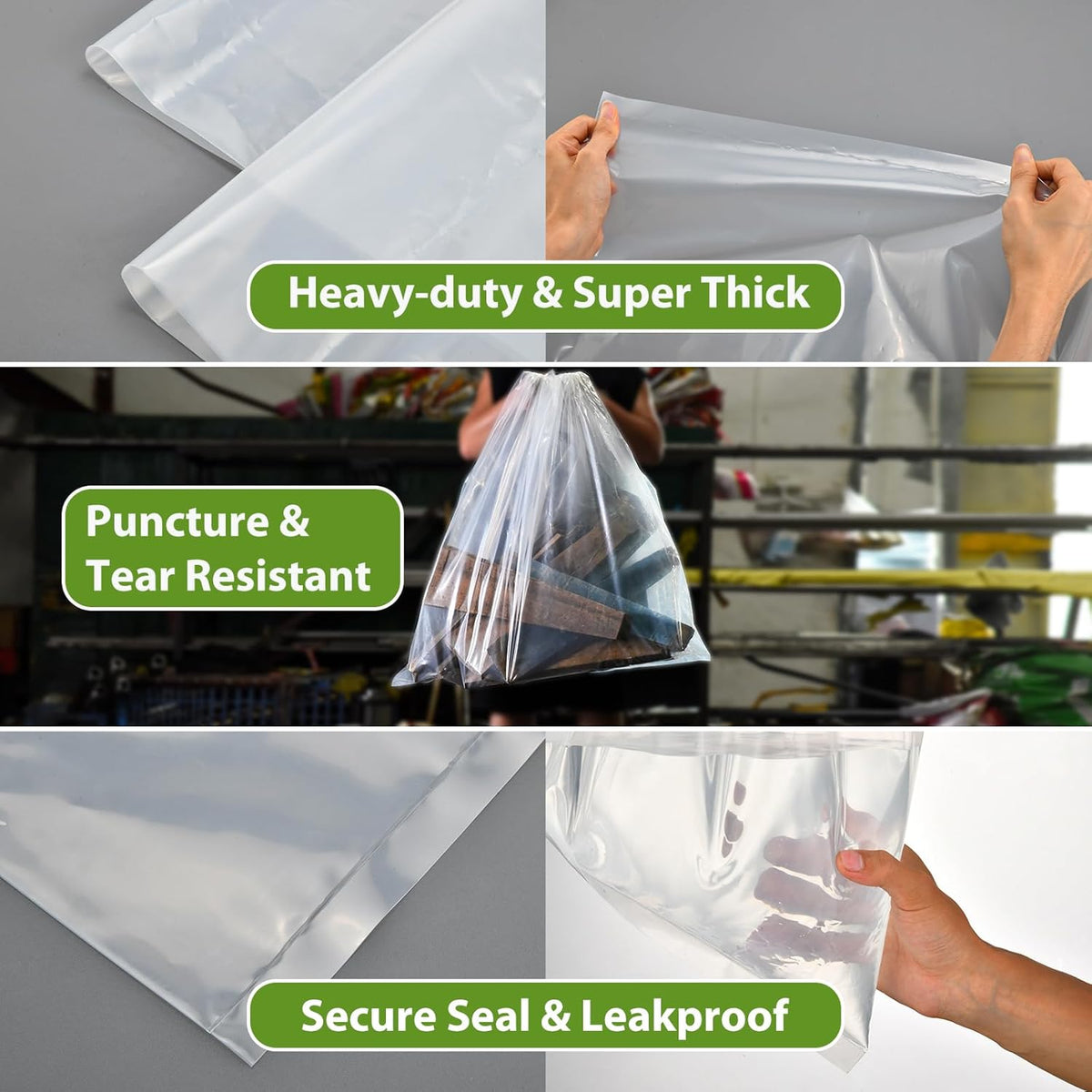 Dust Collector Bags 6pcs two-sided 7mil 19.5" diameter (31" width x 40" length) for Harbor Freight