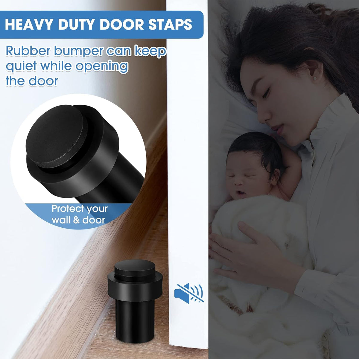 Chumia 20 Pcs Door Stopper Mounted Floor Stops Stainless Steel Cylindrical Stopper Modern