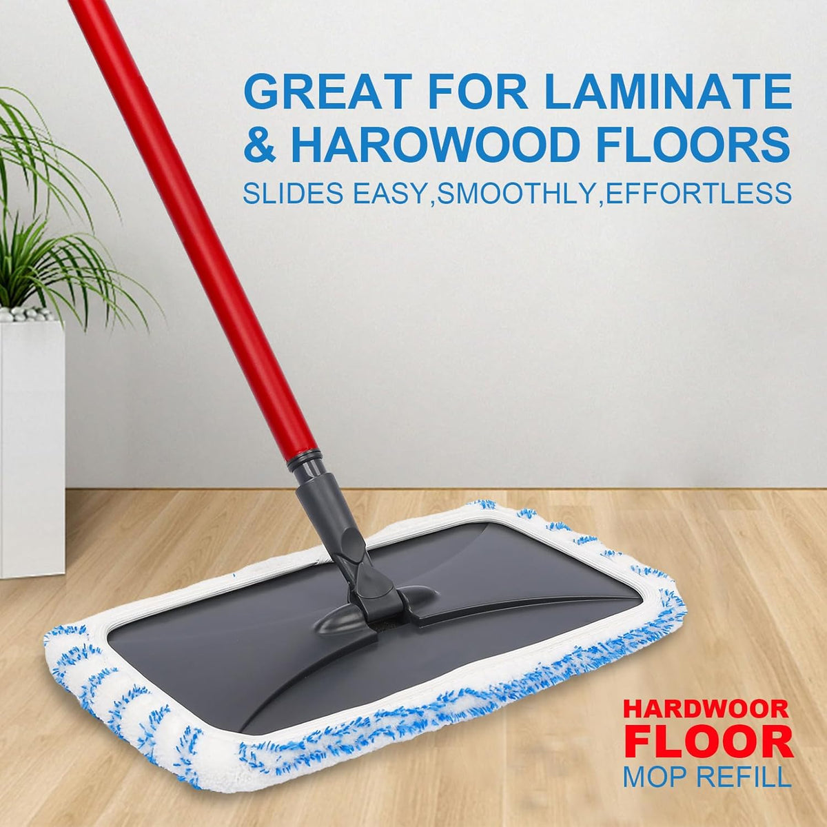 4 Pack Reusable Mop Replacement Pads Suitable for 15*8 inch Flat Mops, Compatible with Hardwood