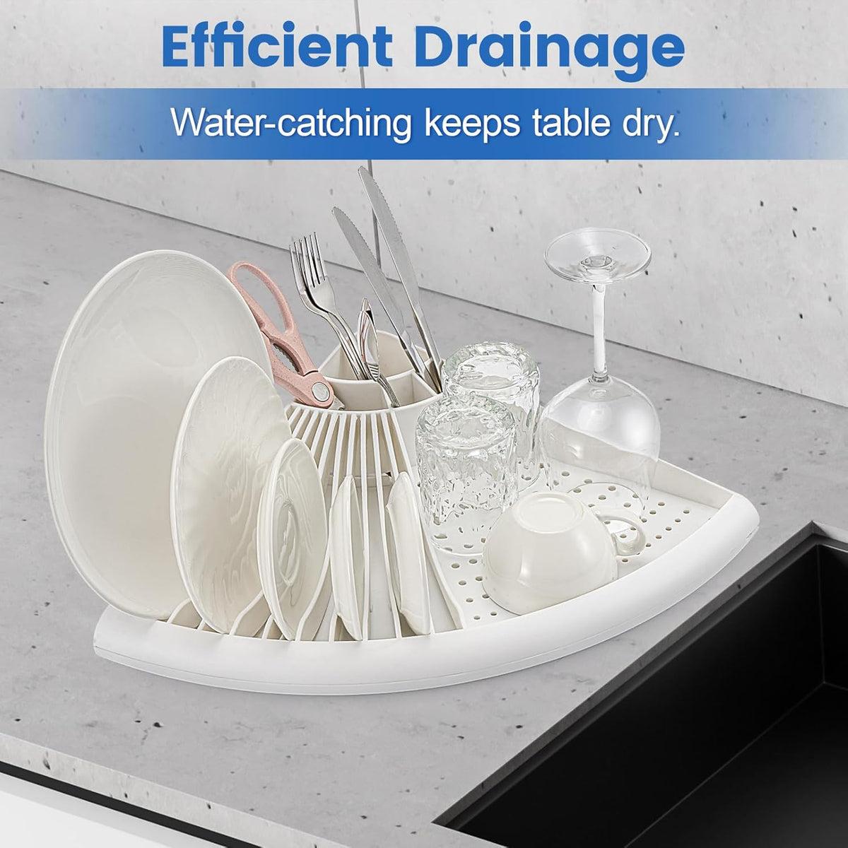 Dish Drying Rack - Plastic Corner Kitchen Dish Drying Rack,Multipurpose Sink Counter Storage Rack