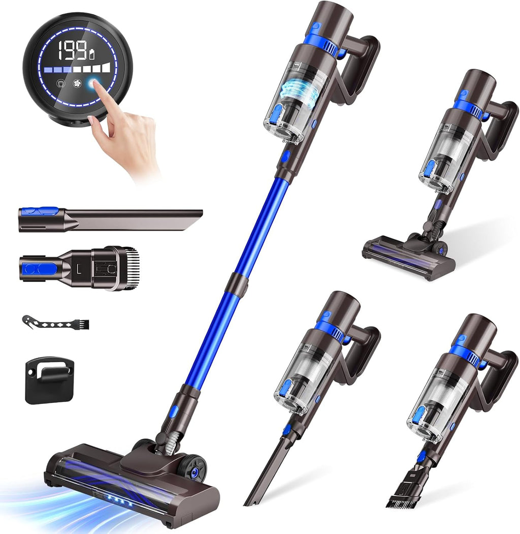 Cordless Vacuum Cleaner, 550W 45KPA 50Min Vacuum Cleaners for Home, Self-Standing Stick Vacuum with