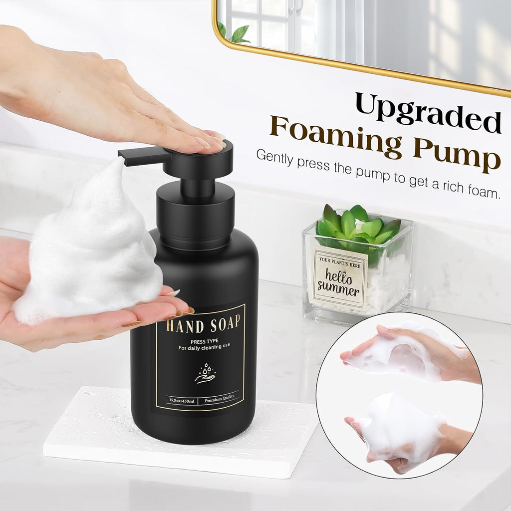 Luxspire Foaming Soap Dispenser, Glass Foam Pump Soap Dispenser, Non-Slip Silicone Sleeve & 5