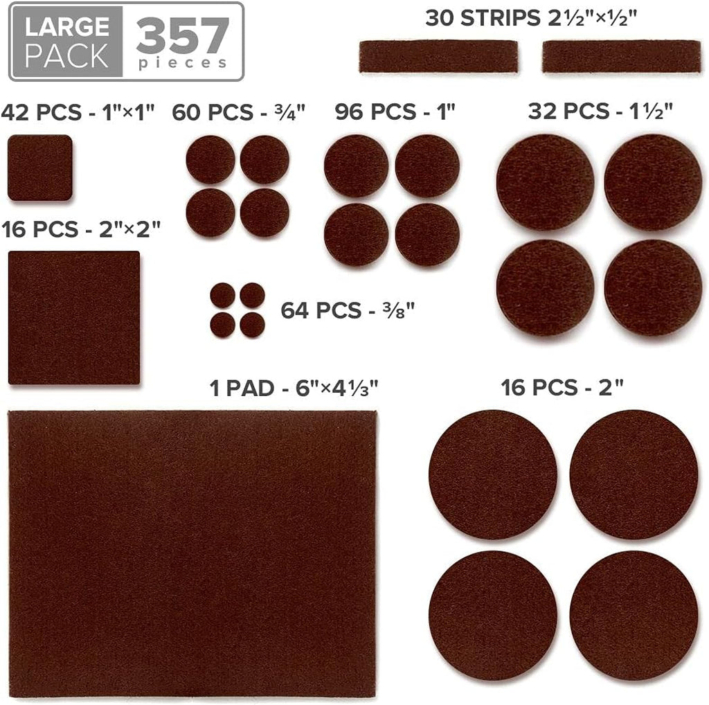 X-PROTECTOR 357 pcs Premium Huge Pack Felt Furniture Pads! Quantity of Furniture Sliders with Many