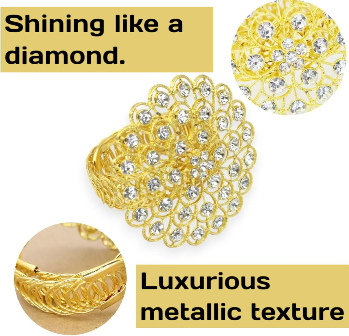 2 Pack Crystal Flower Curtain Tiebacks – Decorative Spring Wire Buckle Clips with Sparkling