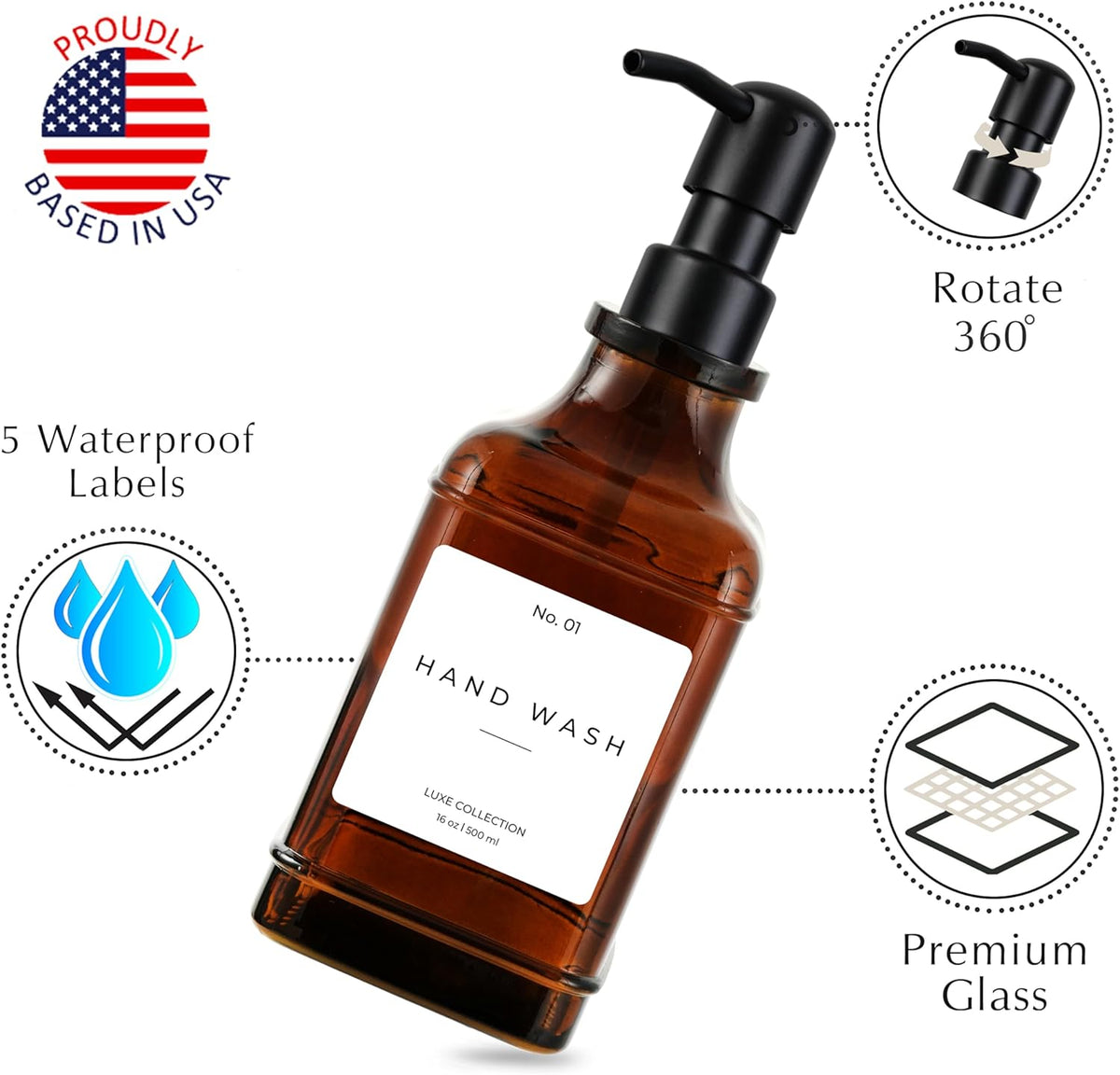 Emerson Essentials Soap Dispenser, Dish Soap Dispenser, Soap Dispenser Bathroom Set, Hand Soap