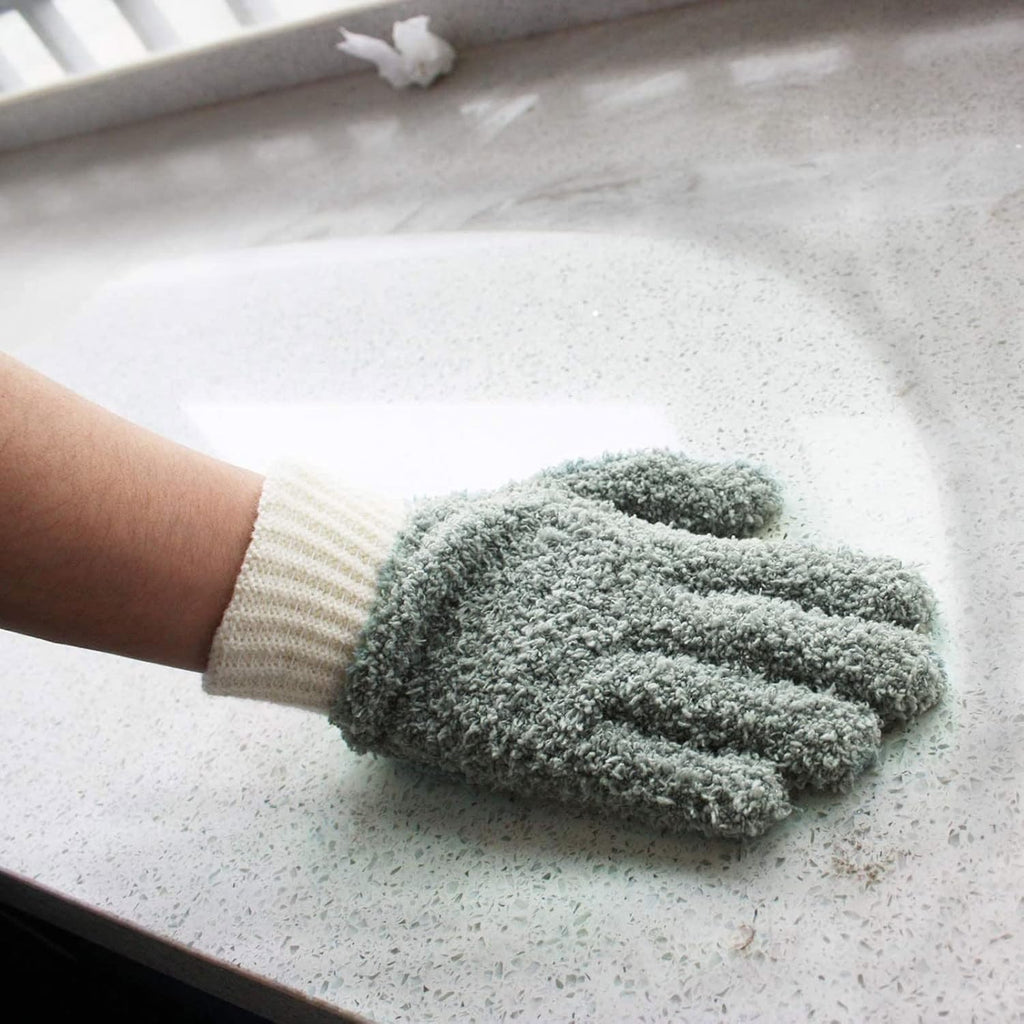 MIG4U 3 Pairs Microfiber Dusting Gloves, House Cleaning Glove for Blinds, Plants, Windows