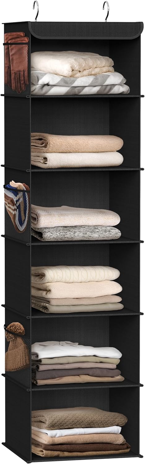 Simple Houseware 6 Shelf Hanging Closet Organizer, Black