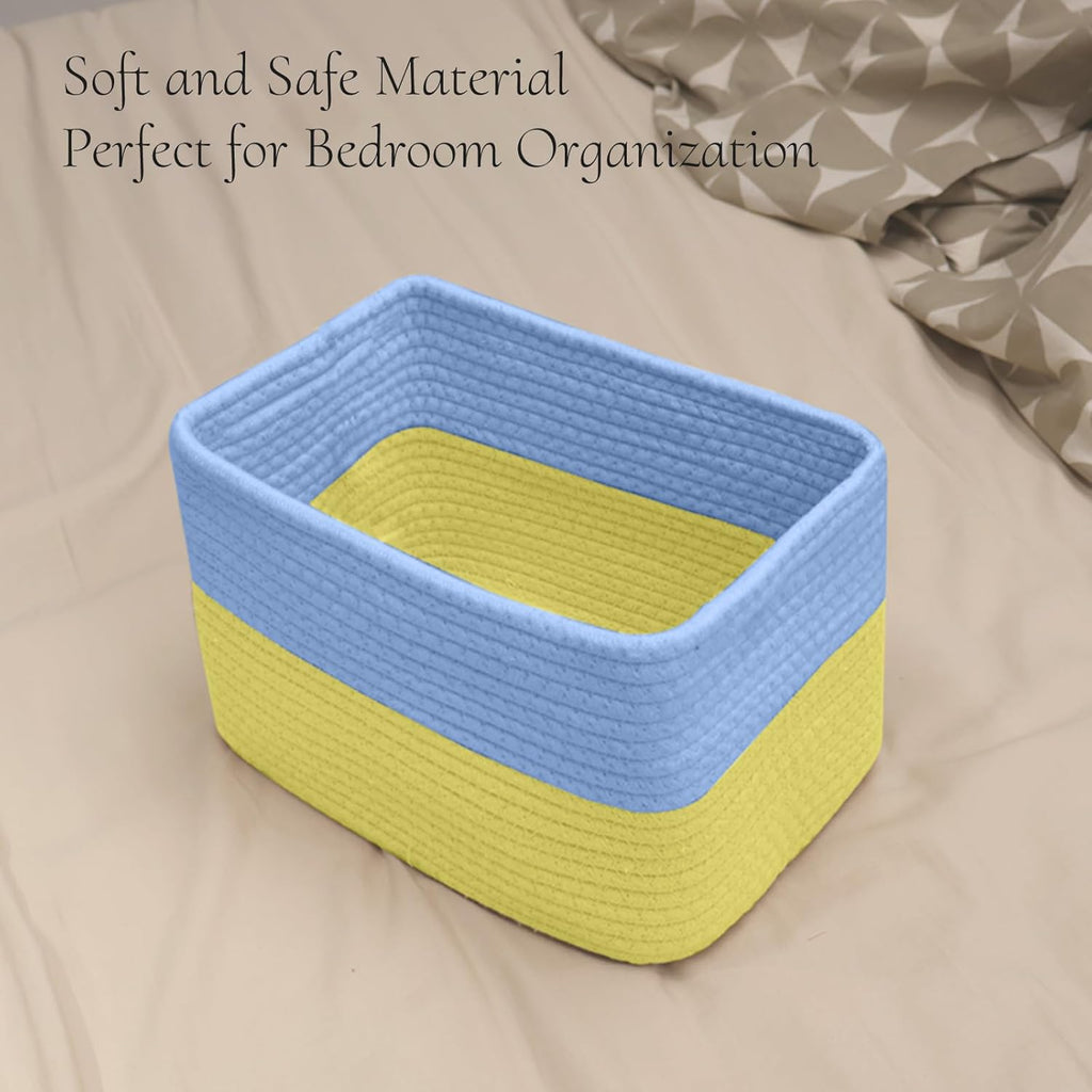 Hopegiver Woven Storage Baskets 11x8x7 Inch, 3 Pack Collapsible Cube Storage Bin for Shelves