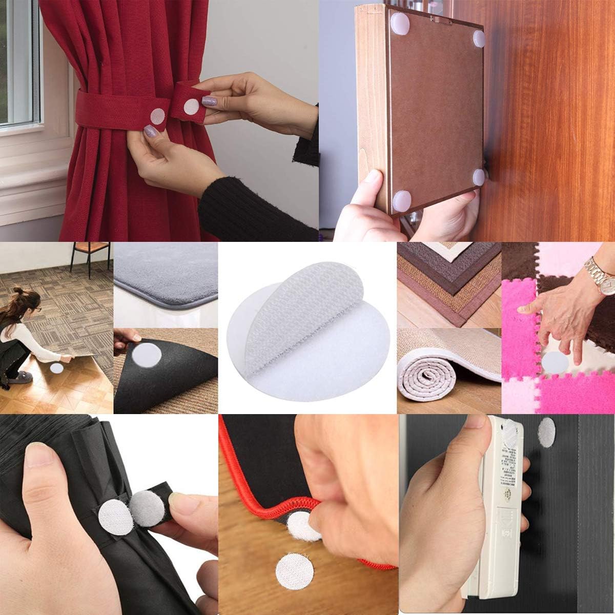 BRAVESHINE Hook and Loop Fasteners - 12 Sets Strong Adhesive Double Sided Wall Tape Sticky-Back