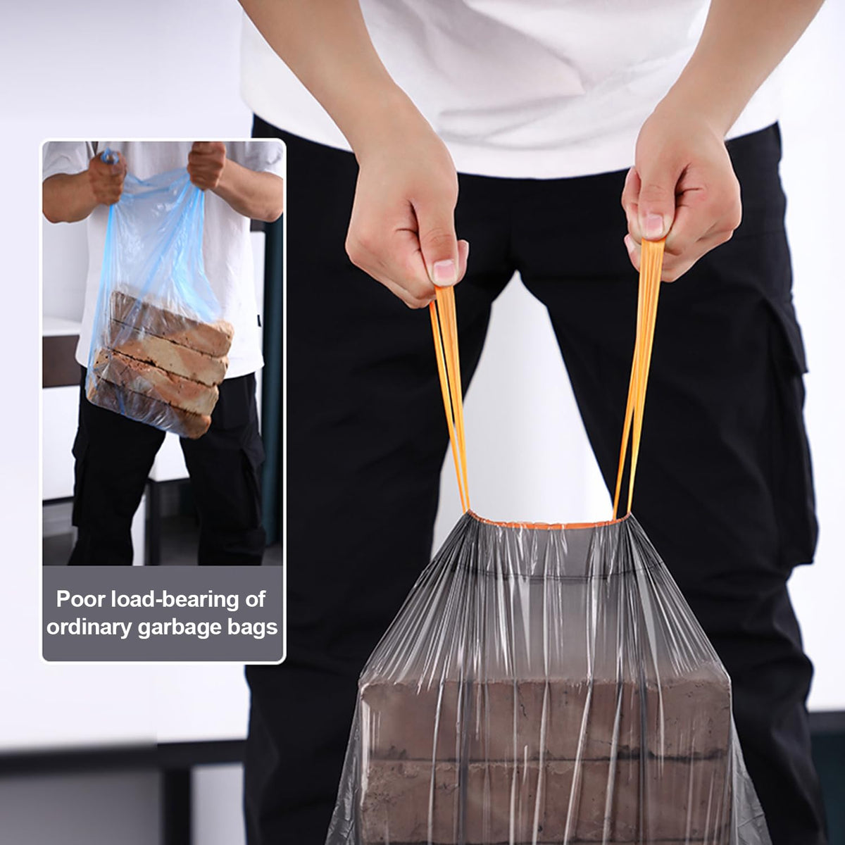 JOYBOS 4 Gallon Drawstring Garbage Bags Wastebasket Bin Liners - kitchen Compostable Bags 75 Count