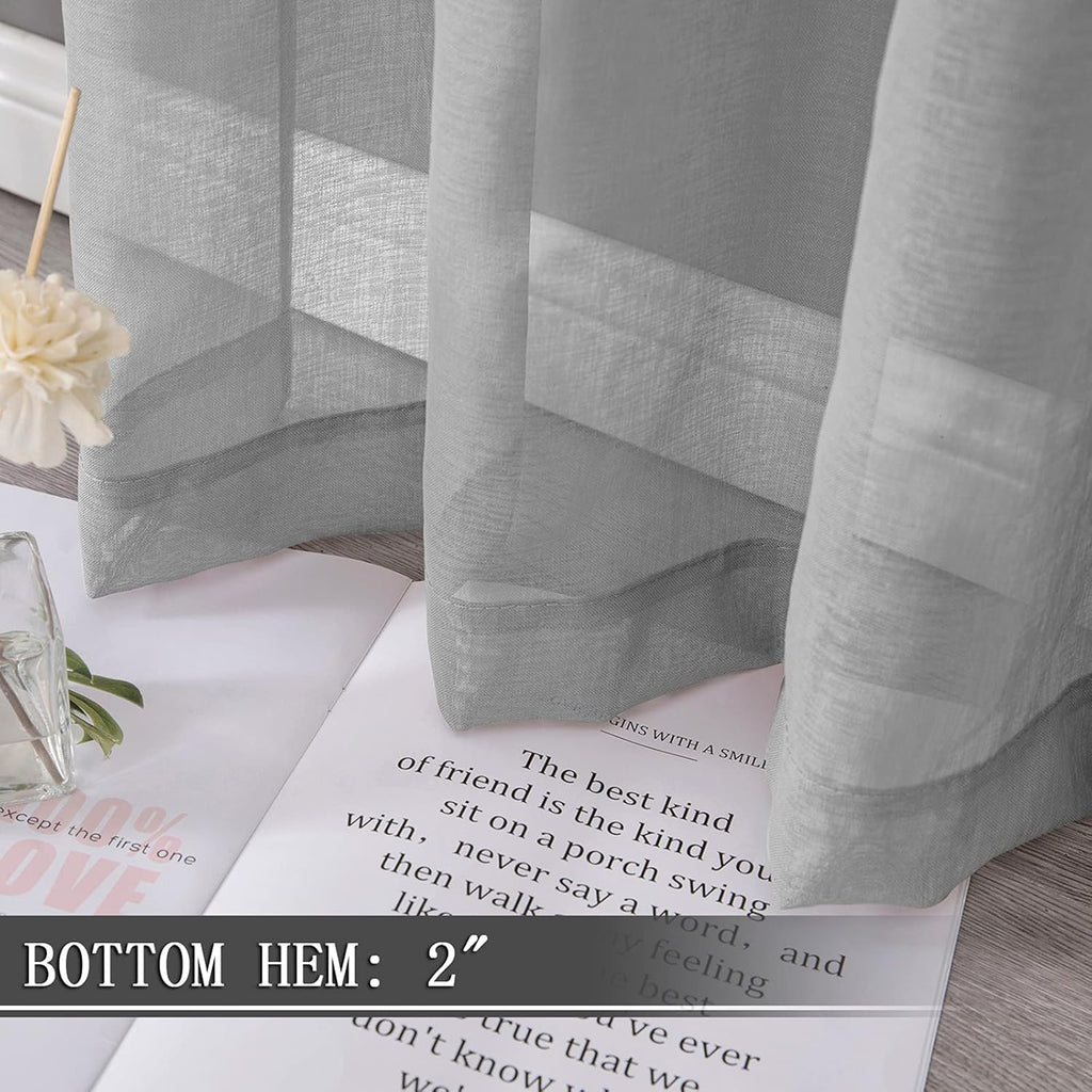 Tollpiz Sheer Curtains Linen Textured Bedroom Curtain Sheers Light Filtering Rod Pocket Voile