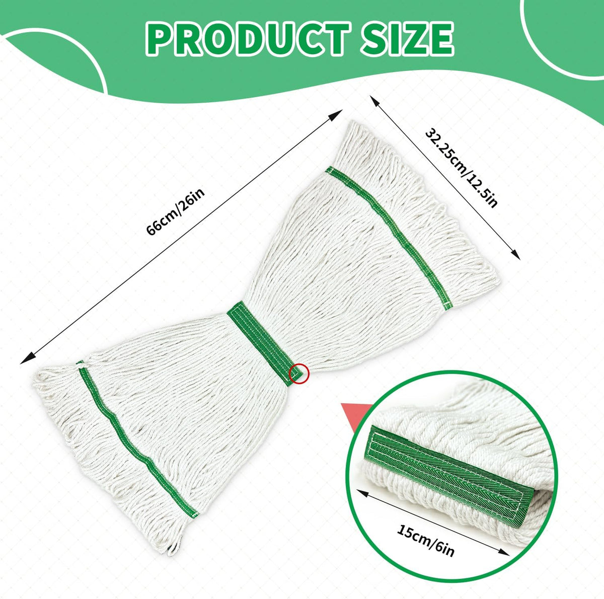 6 Pack Commercial Heavy Duty Mop Heads Heavy Cotton Looped End String Mop Head for Home Industrial