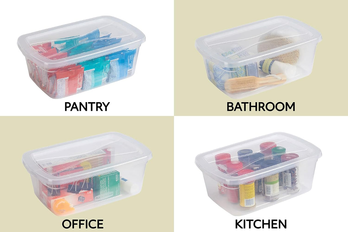 Rubbermaid Cleverstore 6 Qt Clear Storage Bins with Lids, 12-Pack, Stackable, BPA-Free, Made in USA