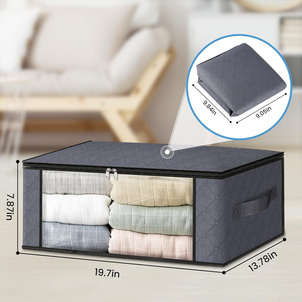 HomeHacks 6-Pack Clothes Organizer Storage Bags Foldable Storage Box with Large Clear Window Sturdy