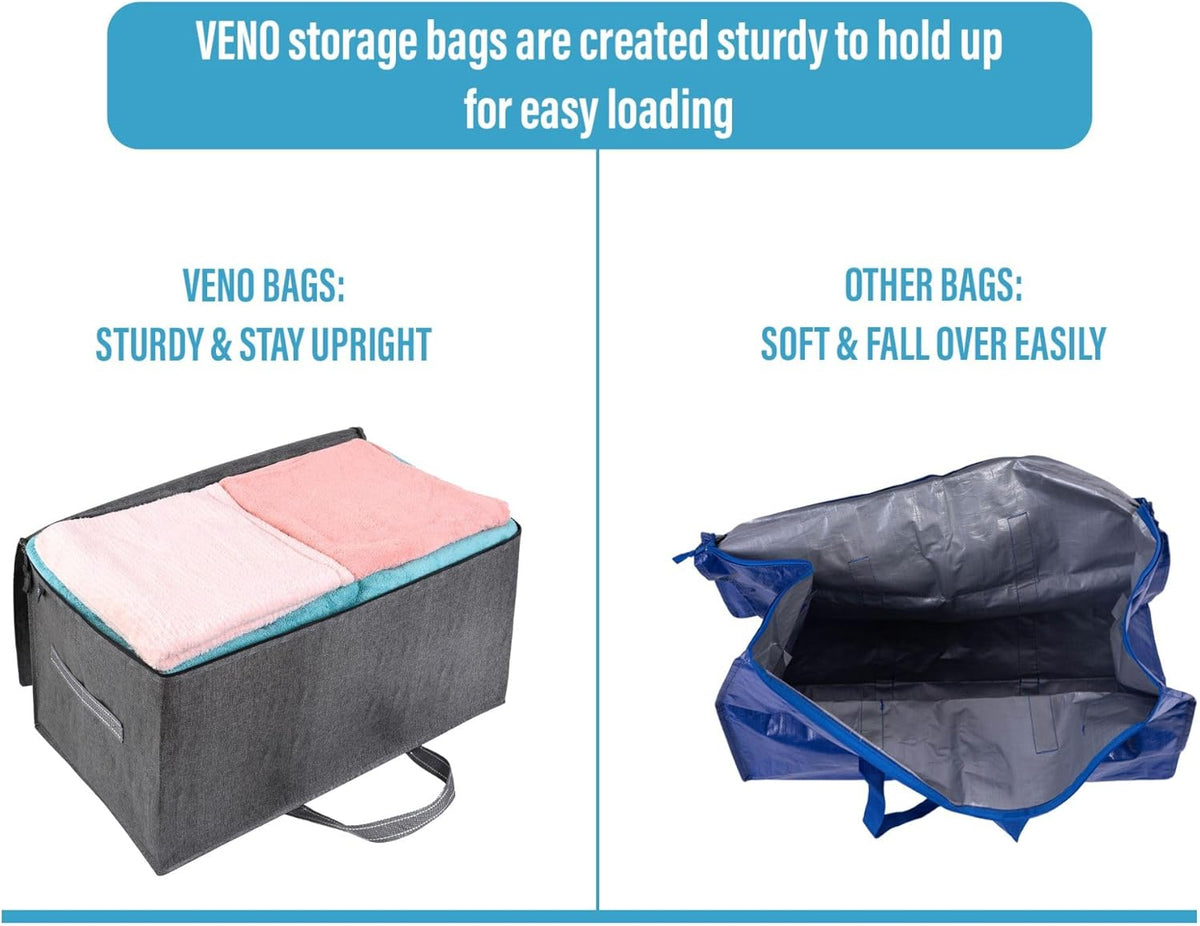VENO 6 Pack Moving and Storage Bags, Heavy Duty, Alternative to Moving Boxes, Large Packing Totes