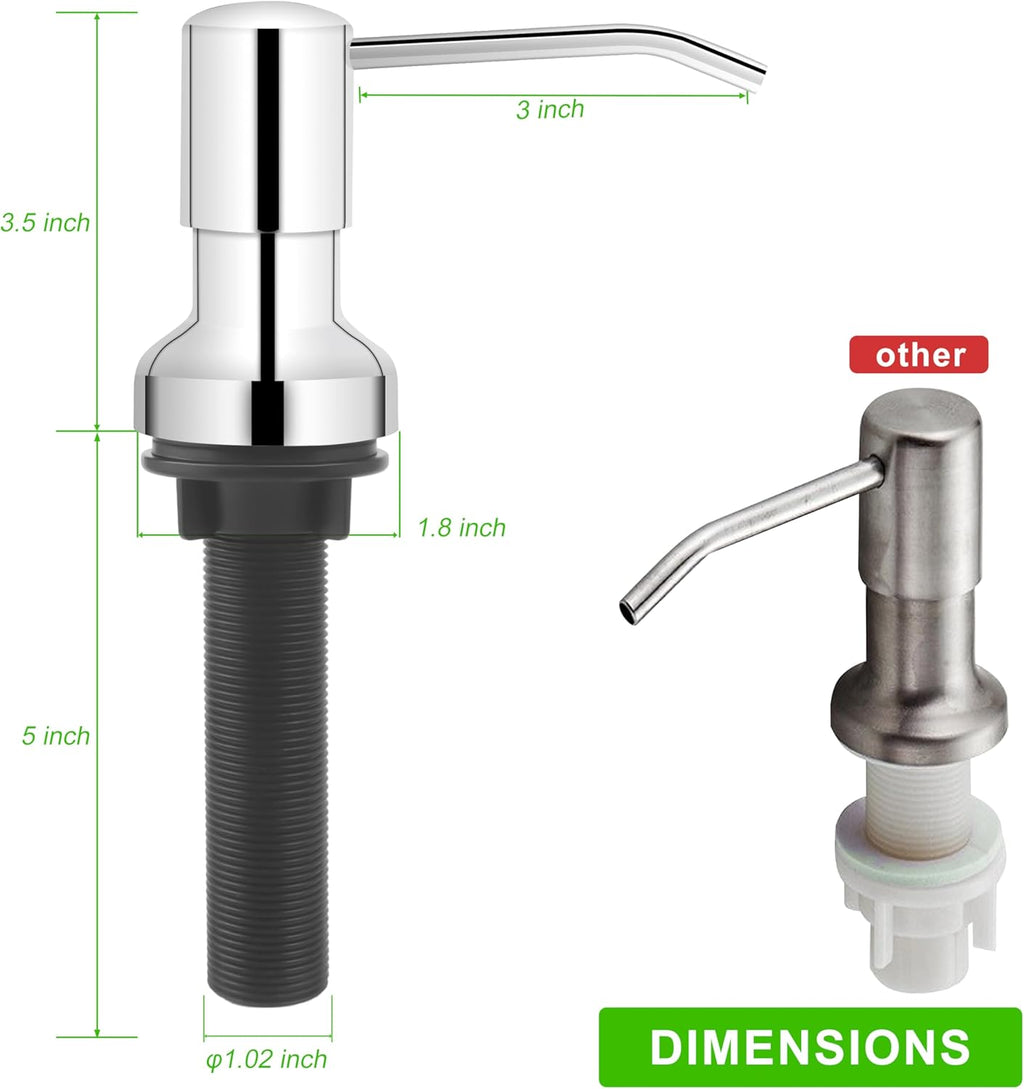 Soap Dispenser for Kitchen Sink, Sink Soap Dispenser with Longer Threaded Shaft Shank, 47"