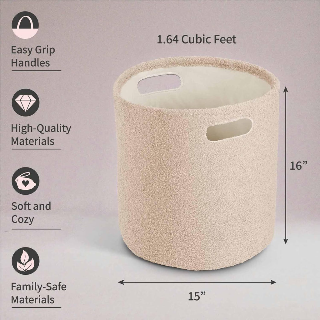 PUTSKA Basket – Round Storage for Clothes – Soft Baby Girl Basket for Nursery, Kids Room, Bedroom