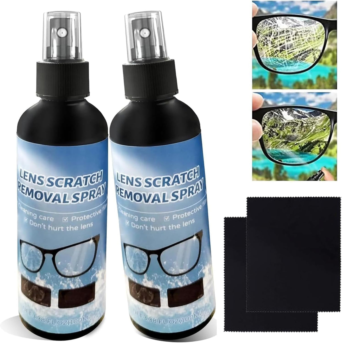 2PCs Lens Scratch Remover for Eye glasses, Lens scratch removal spray,Eyeglass Scratch