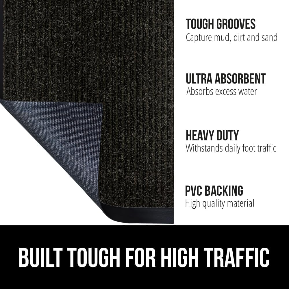GORILLA GRIP Traffic Guard Door Mat, 2 Pack, Heavy Duty Waterproof Doormat, Commercial Office Space