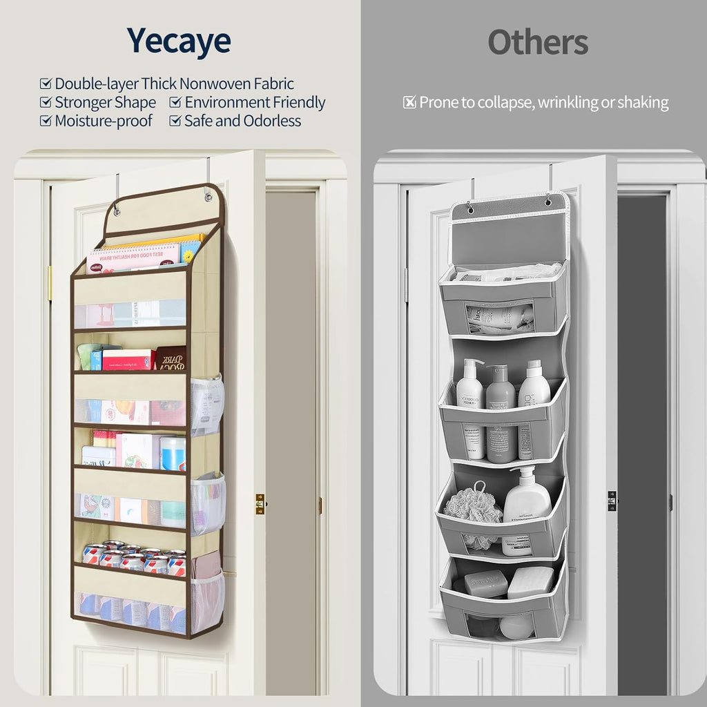 Yecaye Over The Door Organizer, Heavy Duty Hanging Organizers and Storage with 4 Large Capacity