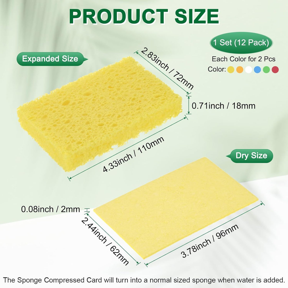 2-Set Kitchen Sponges, Condense Eco Cellulose Non-Scratch Scrub Heavy Sponge for