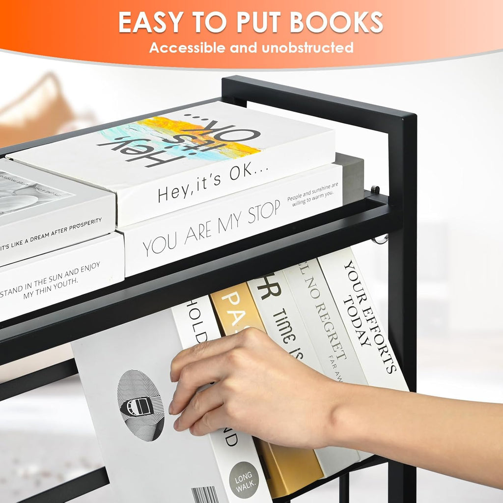 Book Carts 3 Tier 35.4x32x9.84 in Rolling Book Cart Large Capacity Bookshelf Storage Rack Mobile