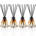 Reed Diffuser Set, 4 Empty Bottles with 20 Sticks, Diamond Style (4 PCS Black)