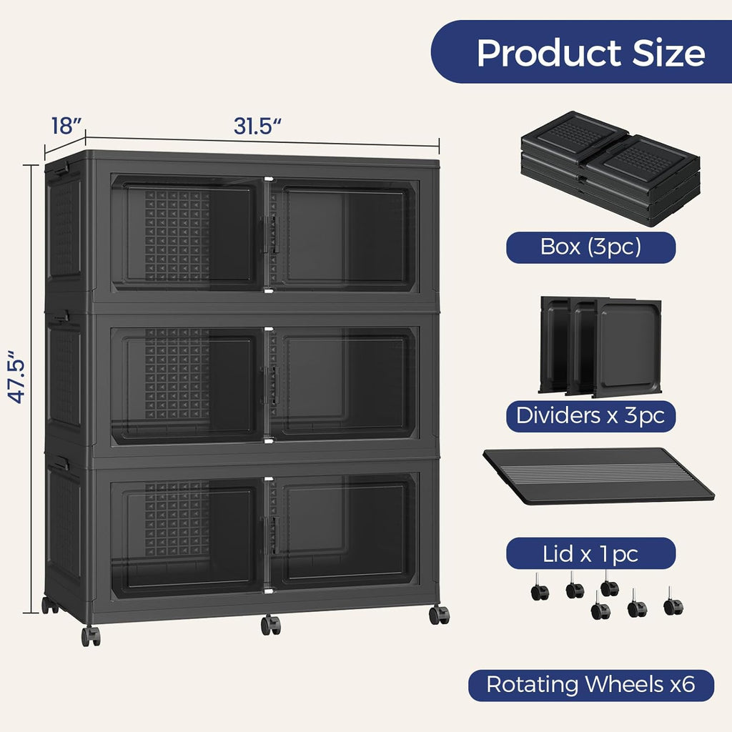 150GAL Extra Large Storage Bins with Lid, 600Qt Stackable Closet Organizers and Drawers