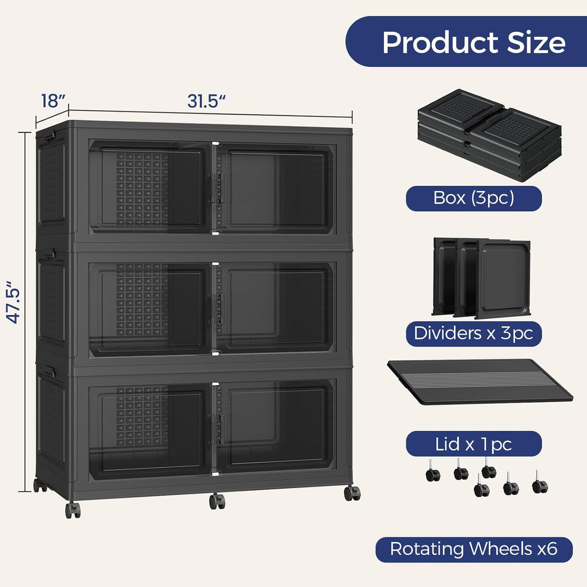 150GAL Extra Large Storage Bins with Lid, 600Qt Stackable Closet Organizers and Drawers