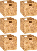 10.5 x 10.5in Wicker Storage Baskets for Shelves, Water Hyacinth Storage Baskets, Woven Baskets for