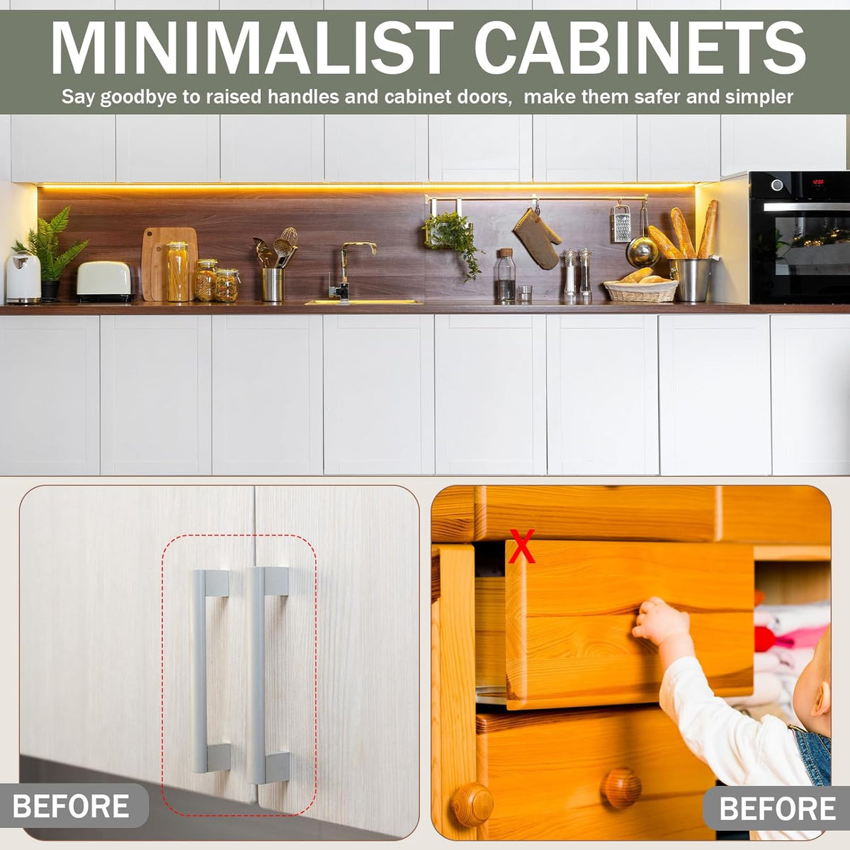 Lounsweer 50 Pack Magnetic Push Latches for Cabinet Door 2.87 Inches Short Push to Open Cabinet
