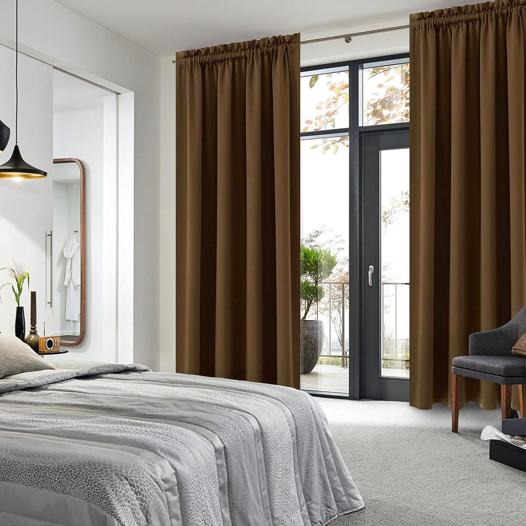 DWCN Brown Blackout Curtains for Bedroom, Thermal Insulated Energy Saving Room Darkening Curtains