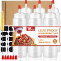 Squeeze Bottles, 16oz Leak-Proof Wide Mouth Condiment Squeeze Bottles for Liquids Sauces Ketchup