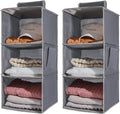 2 Packs Hanging Closet Organizer Stroage, 3-Shelf Hanging Shelves with Bamboo Inserts & Side