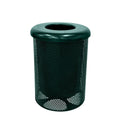 COATEDOUTDOORFURNITURE RFT-P-DGRN Heavy Duty Round Trash Receptacle with Flat Top, Liner Included