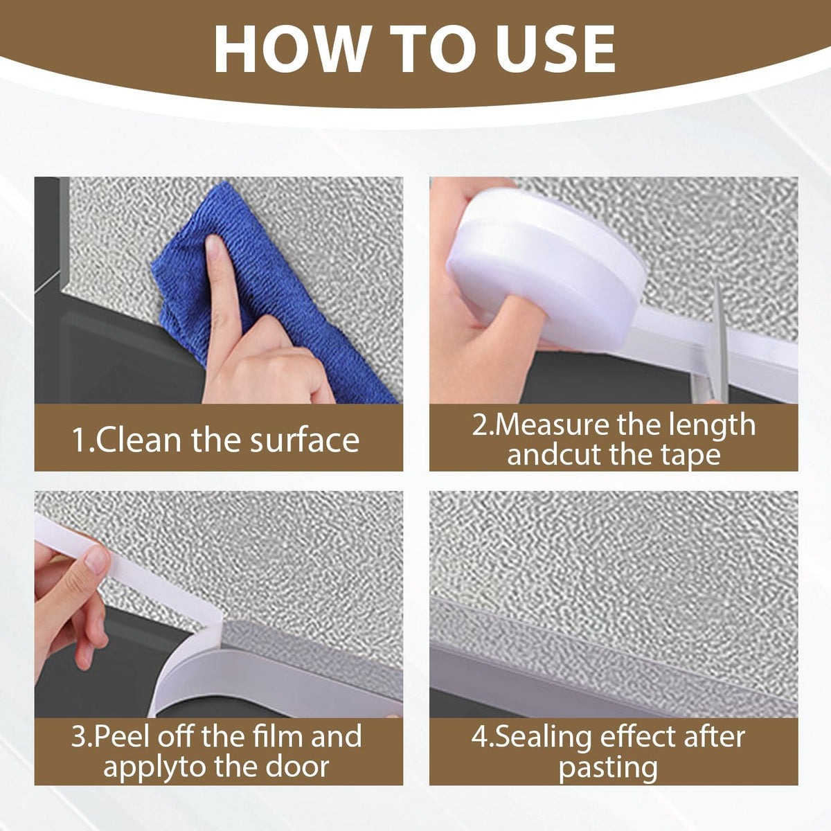 FOURGUN Silicone Weather Stripping Seal Door Tape 45 MM * 33FT Insulates Soundproofs Perfect for