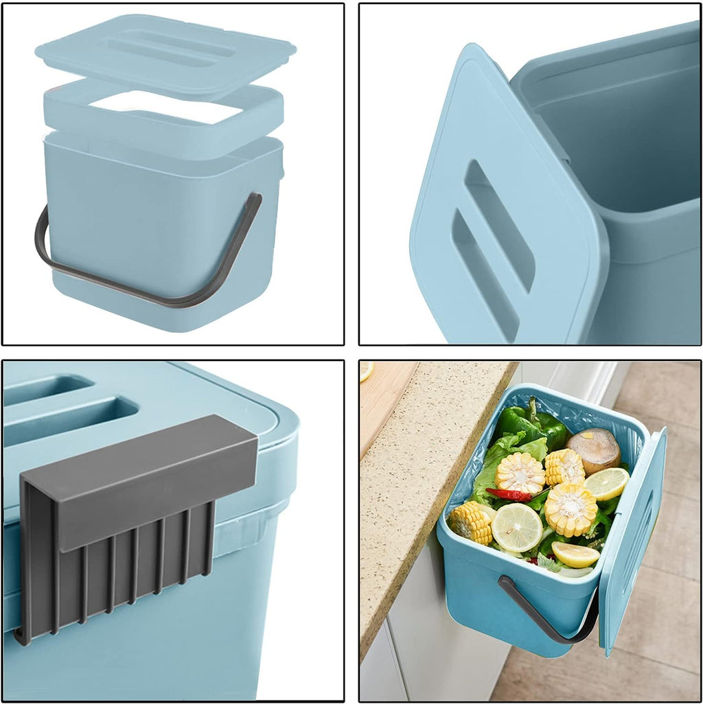 LALASTAR Kitchen Compost Bin, Hanging Trash Can with Lid for Kitchen Cabinet Door, Under Sink, Wall