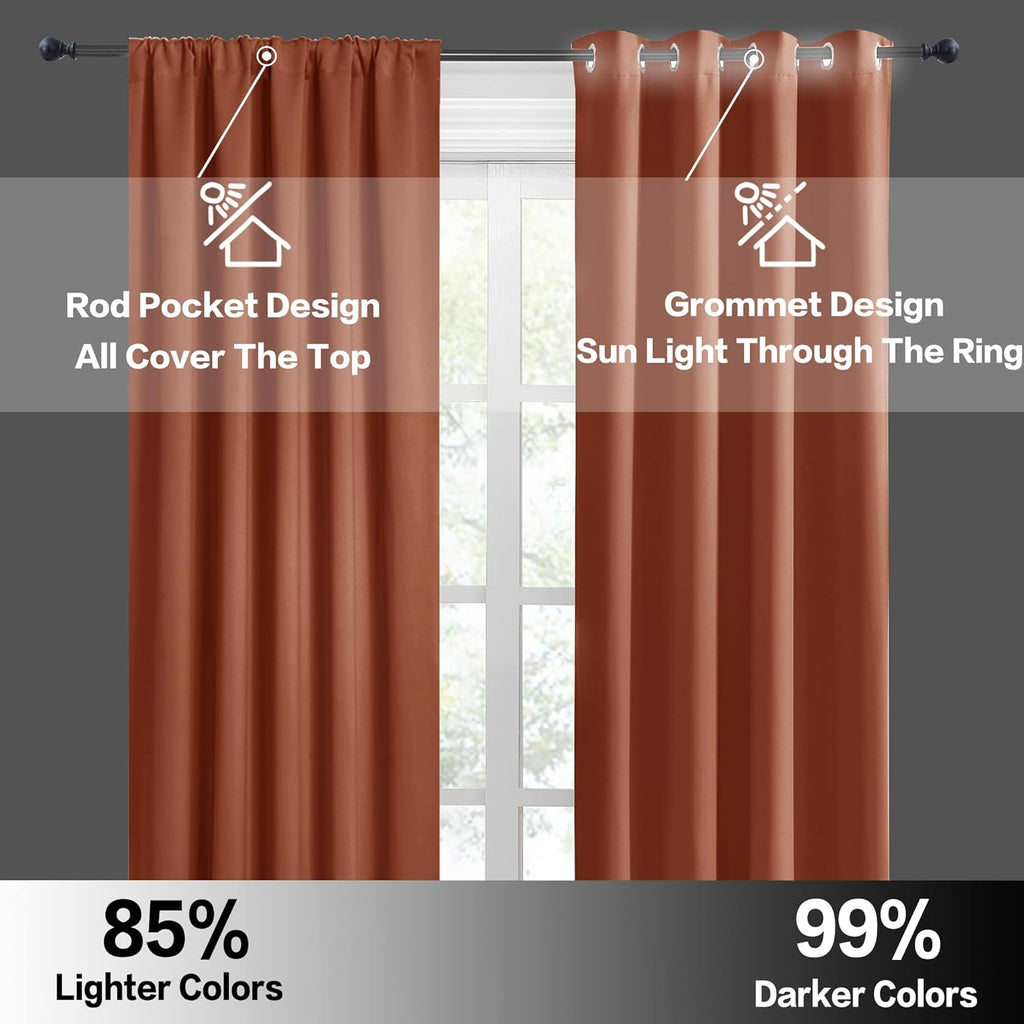 RYB HOME Room Darkening Curtains 54 inches Length, Blackout Window Curtains Drapes Energy Efficient