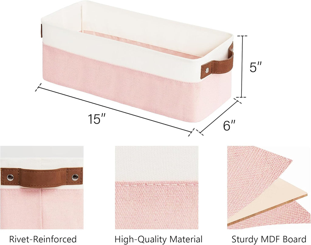 StorageWorks Narrow Storage Bins, Small Basket for Closet and Shelves, Fabric Organizer with
