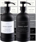 16oz Glass Soap Dispenser with Stainless Steel Pump, 21 Waterproof Labels, Non-Slip Protective