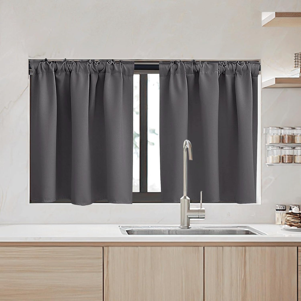 RYB HOME Kitchen Window Curtains - Blackout Privacy Half Window Curtains for Bedroom Bathroom