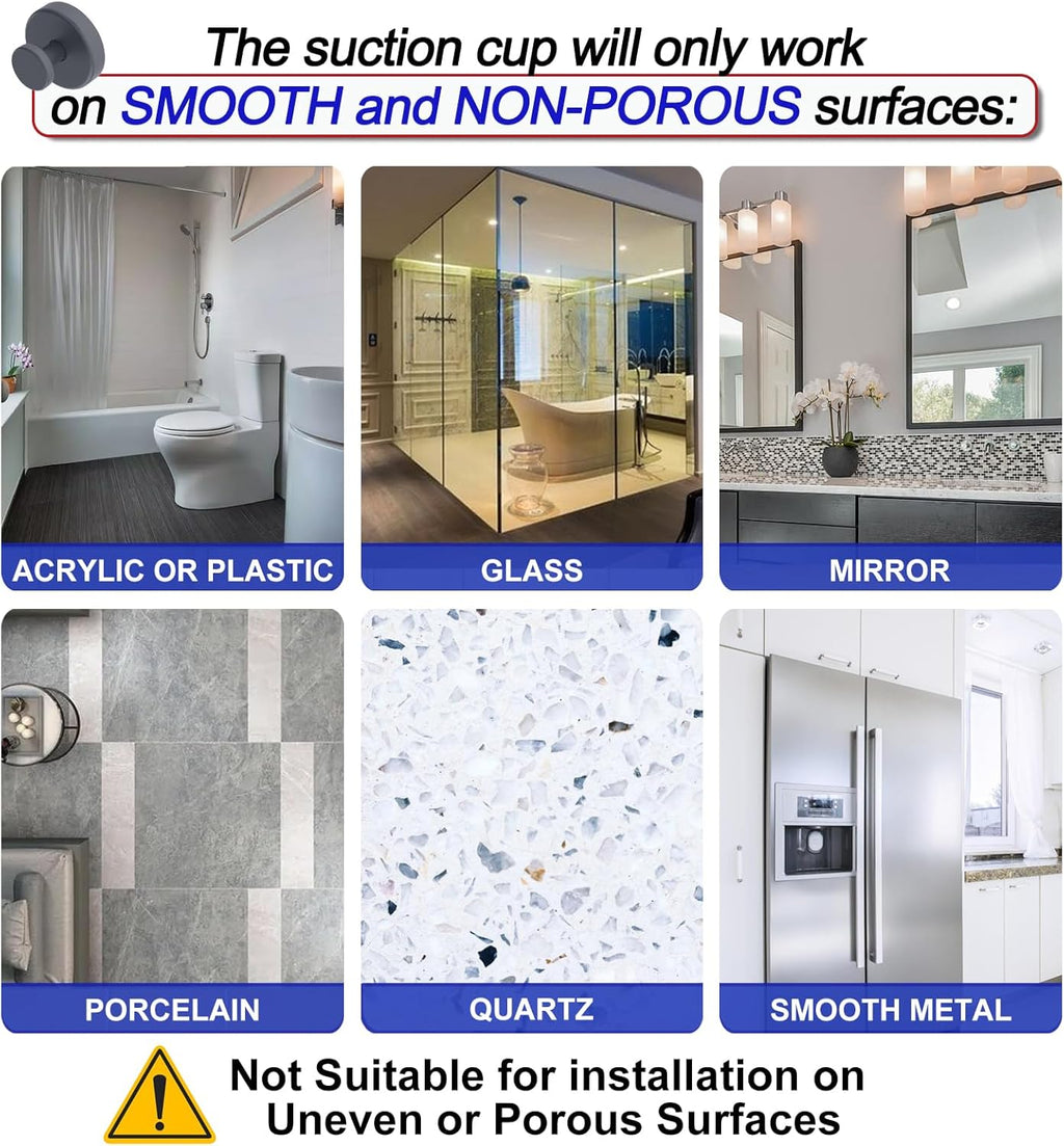 Suction Cup Hooks for Shower, Removable Towel Hooks for Bathroom Window Glass Door Wall, Bath Robe