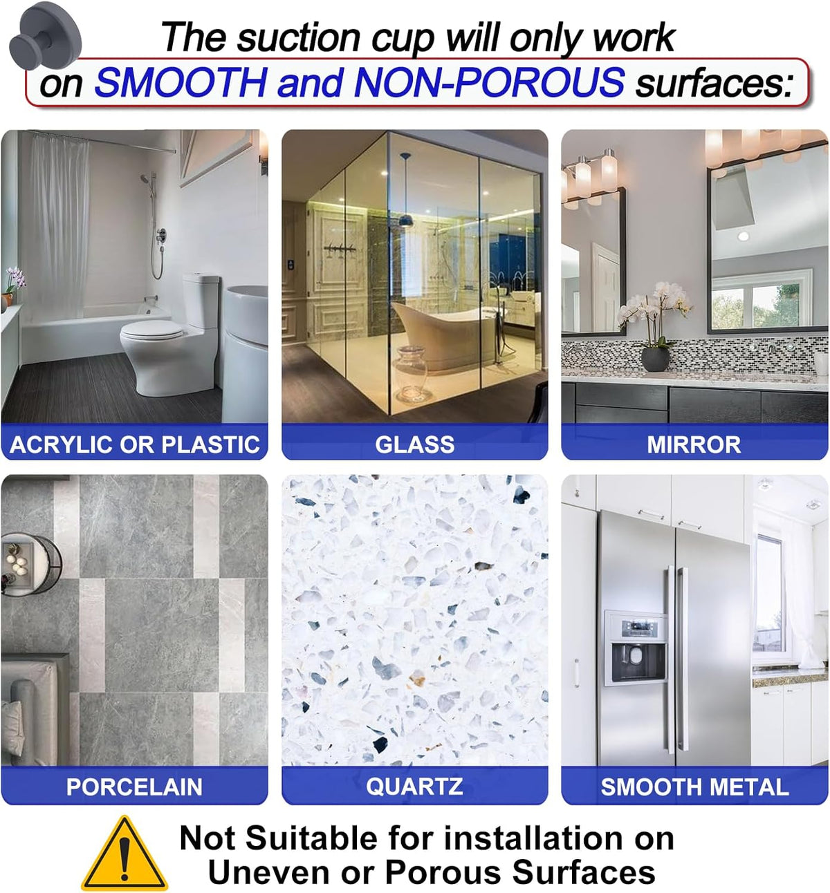 Suction Cup Hooks for Shower, Removable Towel Hooks for Bathroom Window Glass Door Wall, Bath Robe