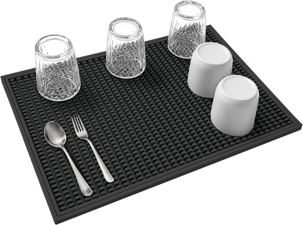 dish drying mat - 18" x 12" Black silicone drying mat , kitchen counter dish drying mats,rubber