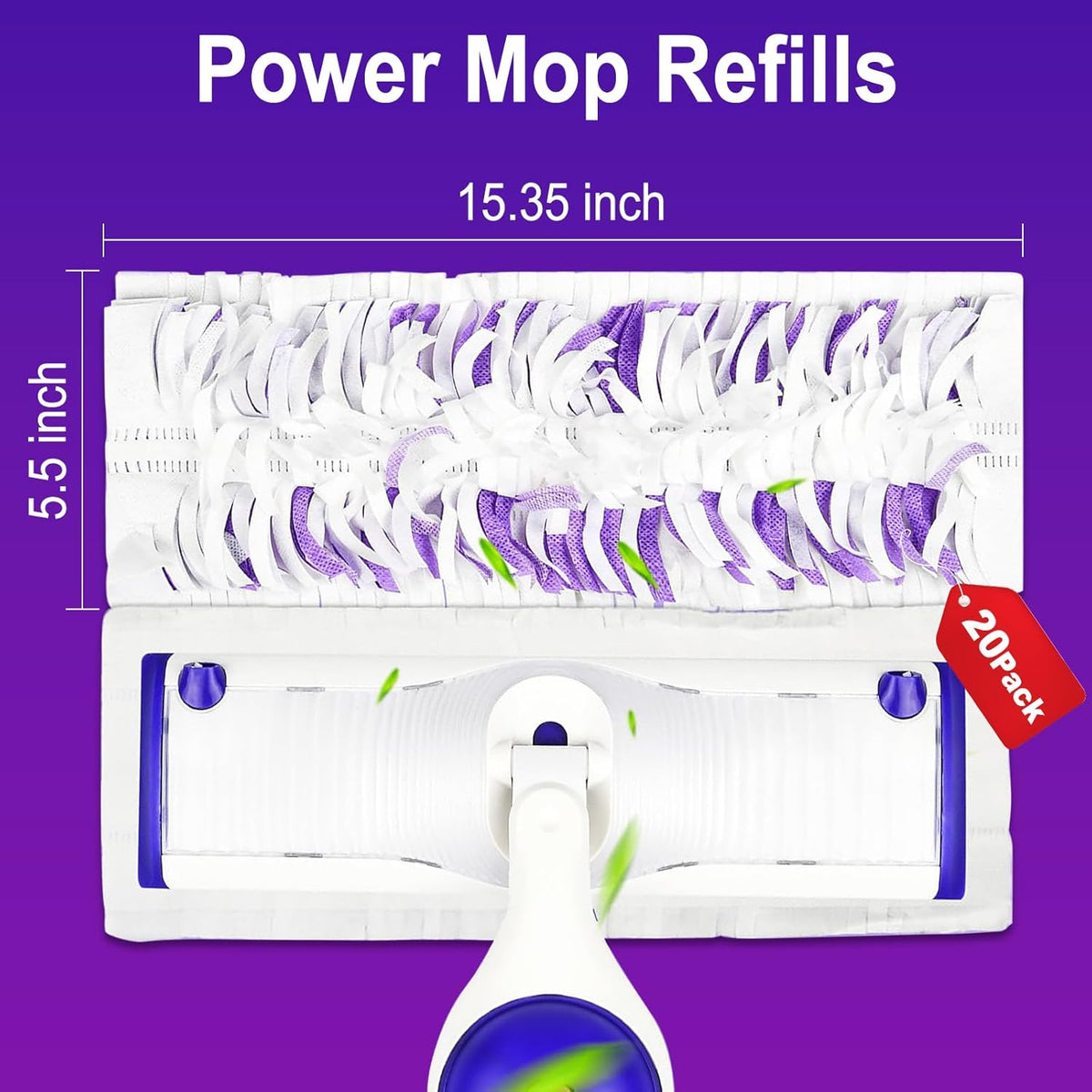 20 Count Power Mop Pads Refills for Swiffer Power Mop Pads,Compatible with Swiffer Power Mop